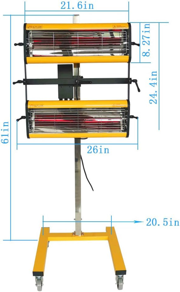 Solary Infrared Paint Curing Lamp, 2100W 110V Short Wave Infrared Paint Baking Lamp, Car Bodywork Paint Repair Tool with Bracket - Auto Body Collision Repair Welding Products