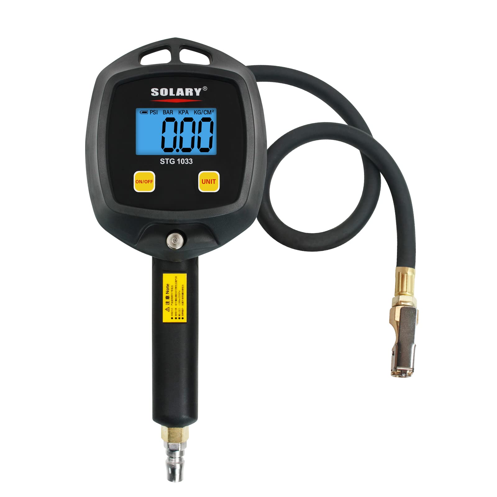 Solary Digital Tire Inflator with Pressure Gauge, 255 PSI LED Display Tire Inflator Gauge with Rubber Hose for Car Motorcycle Bike Truck - Auto Body Collision Repair Welding Products