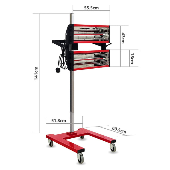 Solary Infrared Paint Curing Lamp, 2100W 110V Short Wave Infrared Paint Dryer with Timer for Car Paint Spray Booth, Red - Auto Body Collision Repair Welding Products
