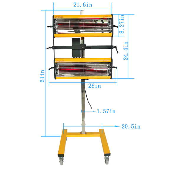 Solary Electricals 2-Head Short Wave Infrared Paint Curing Lamp - Model B2E - Auto Body Collision Repair Welding Products