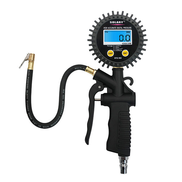 Solary Digital Tire Pressure Gauge and Inflator, 250 PSI LED Display Tire Inflator Gauge with Rubber Hose and Pistol Grip Handle for Car Motorcycle Bike Truck Bus, 0.1 Display Resolution - Auto Body Collision Repair Welding Products