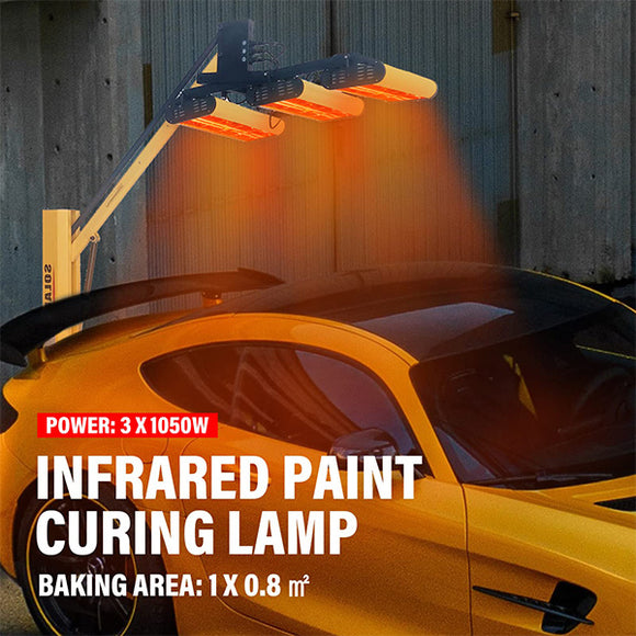 Solary Electricals Infrared Paint Curing Lamp - 3-Head Short Wave Infrared Lamps  for Drying Paint - Auto Body Collision Repair Welding Products