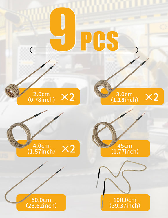 Solary 9pcs Multi-turn Induction Coils - for Magnetic Induction Heater - Auto Body Collision Repair Welding Products