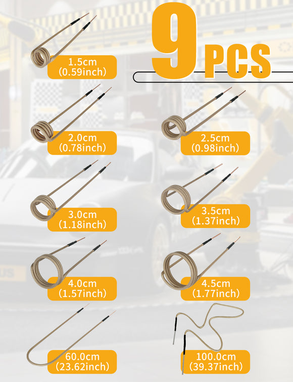 Solary Magnetic Induction Heater Coils - 9Pcs Levitation Induction Coil for Induction Bolt Heater - Auto Body Collision Repair Welding Products