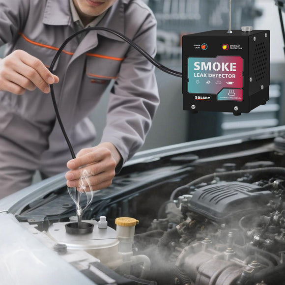 SOLARY Mini Smoke Leak Detector 12V – All-Black EVAP & Vacuum Leak Tester with Built-in Air Pump (No Smoke Oil)