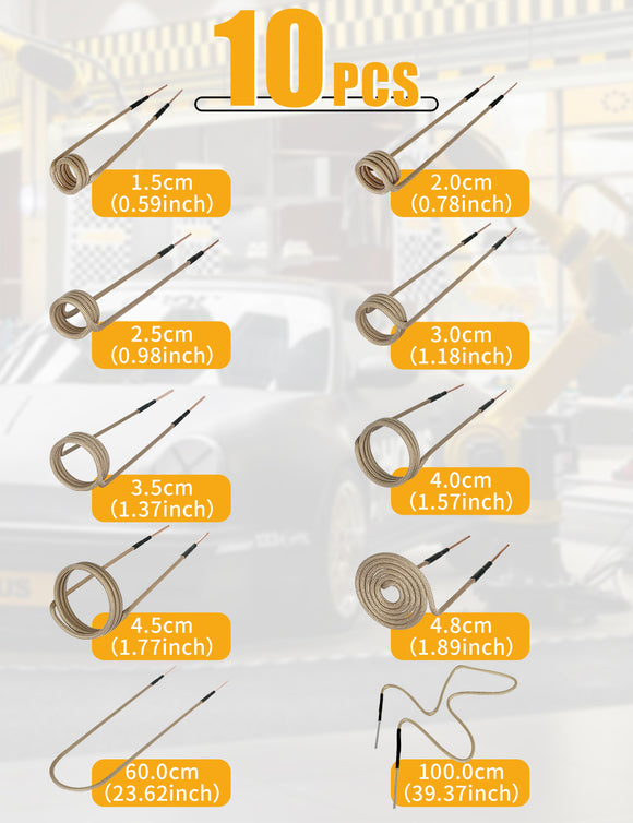 Solary Induction Coil Heater Kit, 10Pcs Open-end Induction Coil for Induction Heating Machine. - Auto Body Collision Repair Welding Products