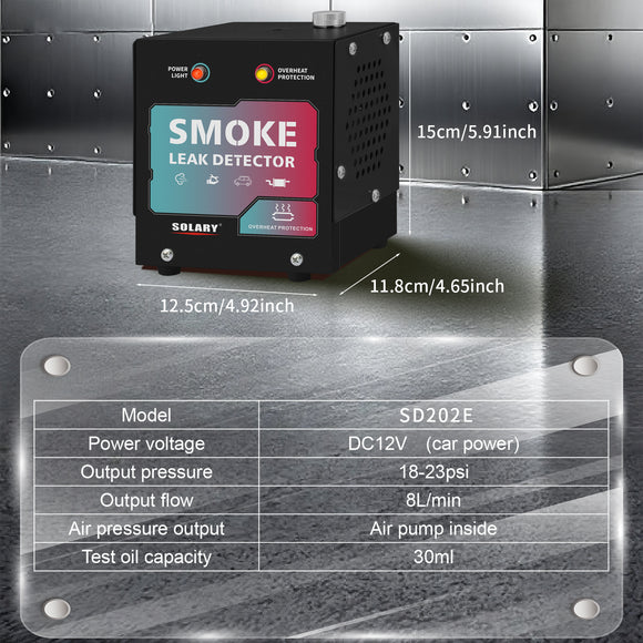 SOLARY Mini Smoke Leak Detector 12V – All-Black EVAP & Vacuum Leak Tester with Built-in Air Pump (No Smoke Oil)