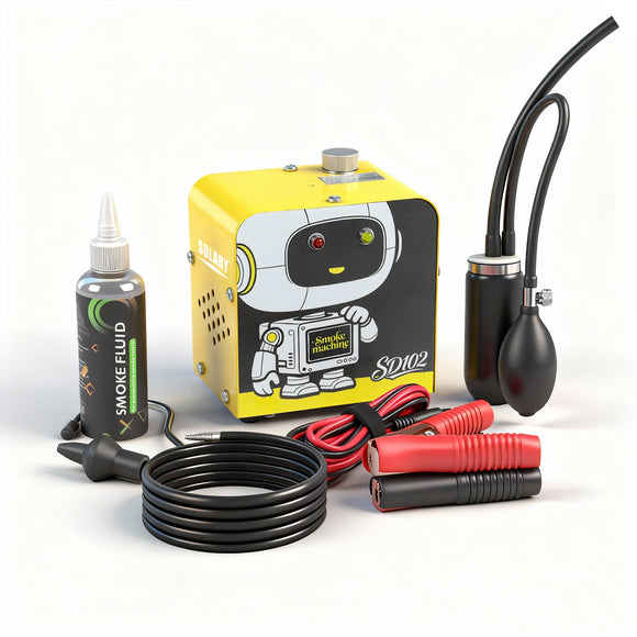 SOLARY SD102 12V Smoke Machine Leak Tester with Built-in Air Pump – EVAP/Vacuum Diagnostic (Smoke Fluid Included) - Auto Body Collision Repair Welding Products