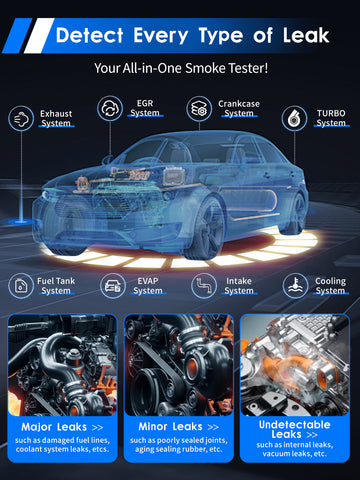 Solary Automotive Smoke Machine Leak Detector - 12V DC EVAP Vacuum Diagnostic Tester for Pipe System-Blue - Auto Body Collision Repair Welding Products