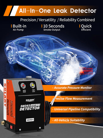 Solary Automotive Smoke Machine Leak Detector - 12V DC EVAP Vacuum Diagnostic Tester for Pipe System-Orange - Auto Body Collision Repair Welding Products