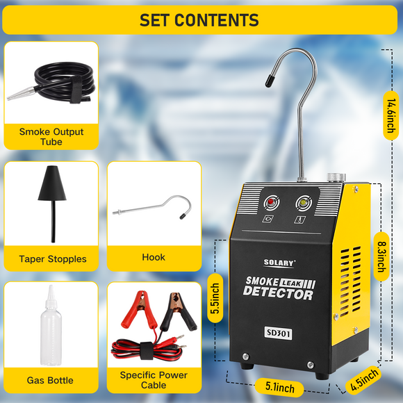 Solary SD301 Automotive Smoke Machine For Cars - 12V DC Smoke Evap Tester Leak Detector - Auto Body Collision Repair Welding Products