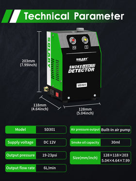 Solary Automotive Smoke Machine Leak Detector - 12V DC EVAP Vacuum Diagnostic Tester for Pipe System-Green - Auto Body Collision Repair Welding Products