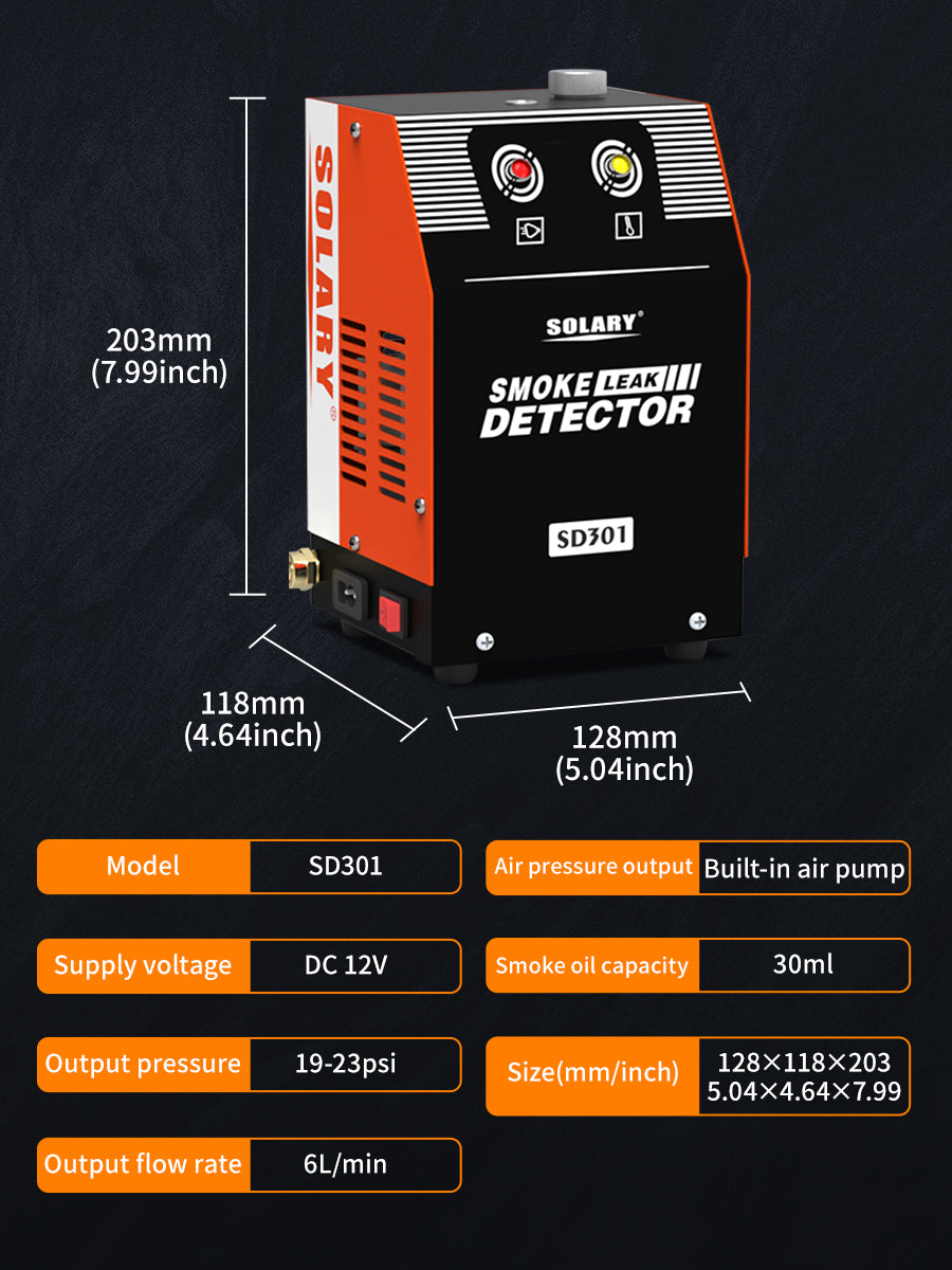 Solary Smoke Leak Detector for Vehicles – Built-in Air Pump, EVAP Ready Orange