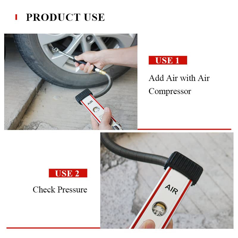 Solary Tire Inflator with Pressure Gauge, 160PSI Lightweight & Portable Tire Inflator and Deflator for Car Bicycle Motorcycle Minibus and Cart - Auto Body Collision Repair Welding Products