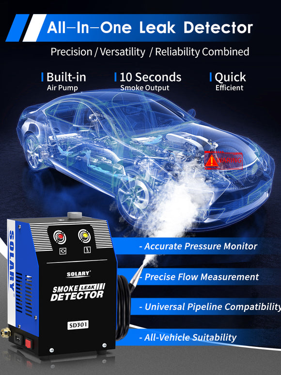 Solary Automotive Smoke Machine Leak Detector - 12V DC EVAP Vacuum Diagnostic Tester for Pipe System-Blue - Auto Body Collision Repair Welding Products