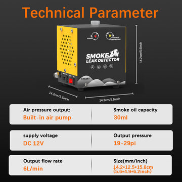 Solary Smoke Machine Automotive Leak Detector - Evap Vacuum Smoke Diagnostic Tester, Pipeline Fuel Leakage Detector Compatible - Auto Body Collision Repair Welding Products