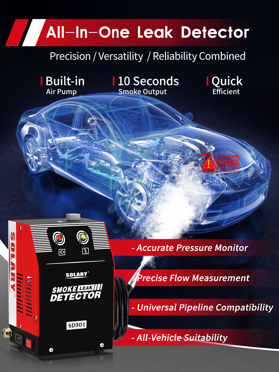 Solary Smoke Leak Detector for Vehicles – Built-in Air Pump, EVAP Ready Red