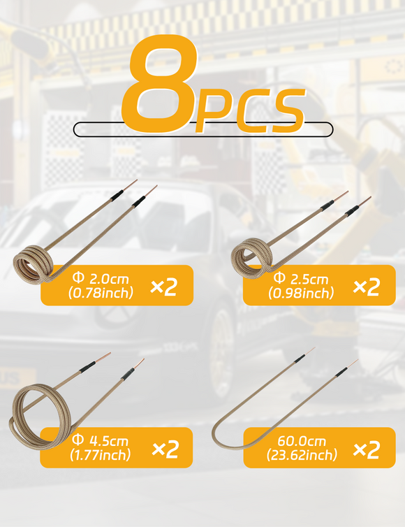 Solary Induction Heater Coil Kit - 8 Pcs Multi-turn Helical Induction Coil for Magnetic Induction Heater - Auto Body Collision Repair Welding Products