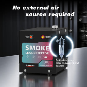 SOLARY Mini Smoke Leak Detector 12V – All-Black EVAP & Vacuum Leak Tester with Built-in Air Pump (No Smoke Oil) - Auto Body Collision Repair Welding Products