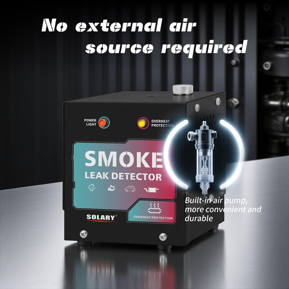 SOLARY Mini Smoke Leak Detector 12V – All-Black EVAP & Vacuum Leak Tester with Built-in Air Pump (No Smoke Oil)
