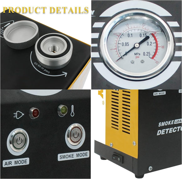 Solary SD304 Automotive Leak Detector Tool, DC12V Dual Mode Car Smoke Machine EVAP Leak Tester with Pressure Gauge for All Vehicles - Auto Body Collision Repair Welding Products