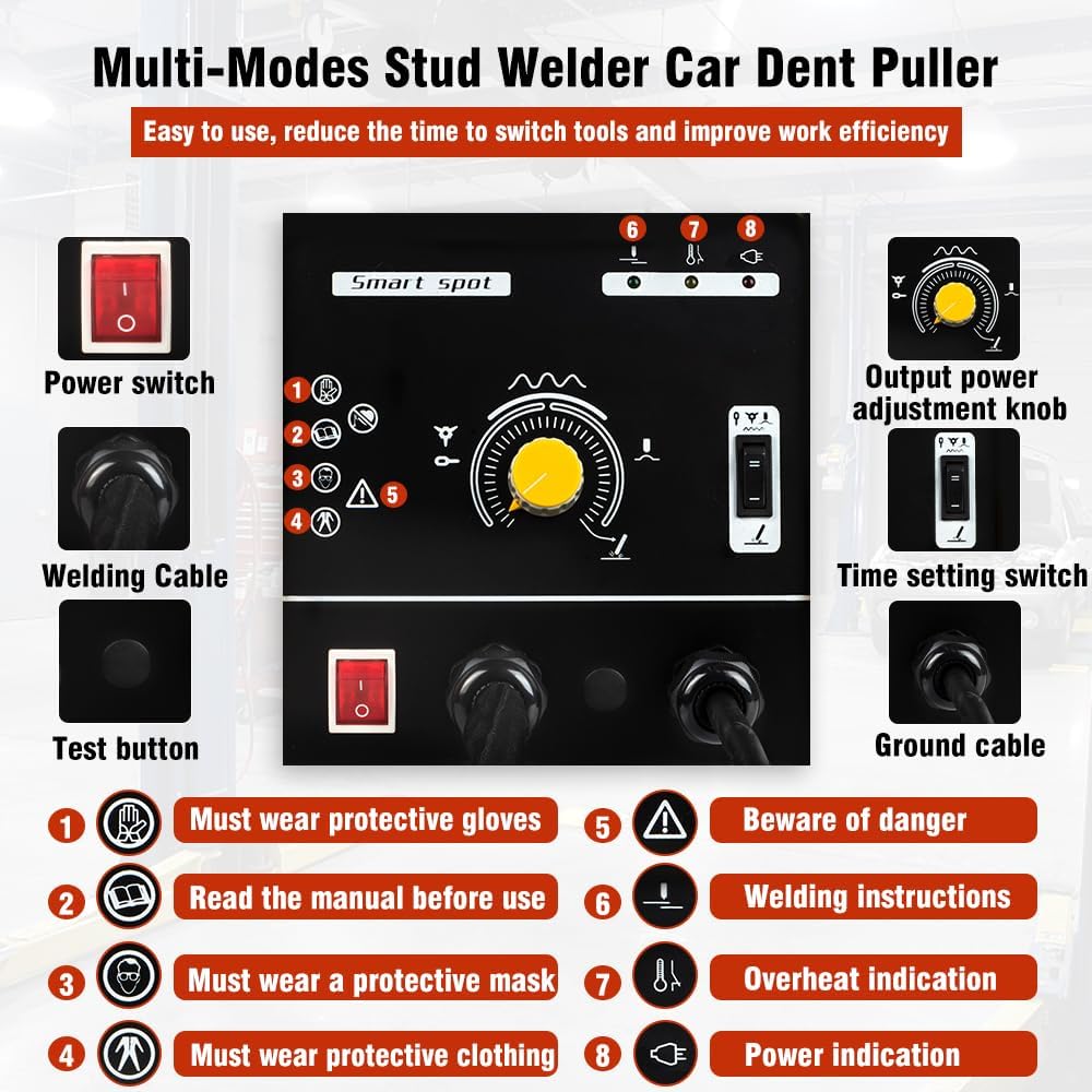 Solary Stud Welder Car Dent Puller - 110V Spot Welder Dent Remover Tool for Car Body Dent Repair with Spot Dent Puller & Welding Gun - Auto Body Collision Repair Welding Products