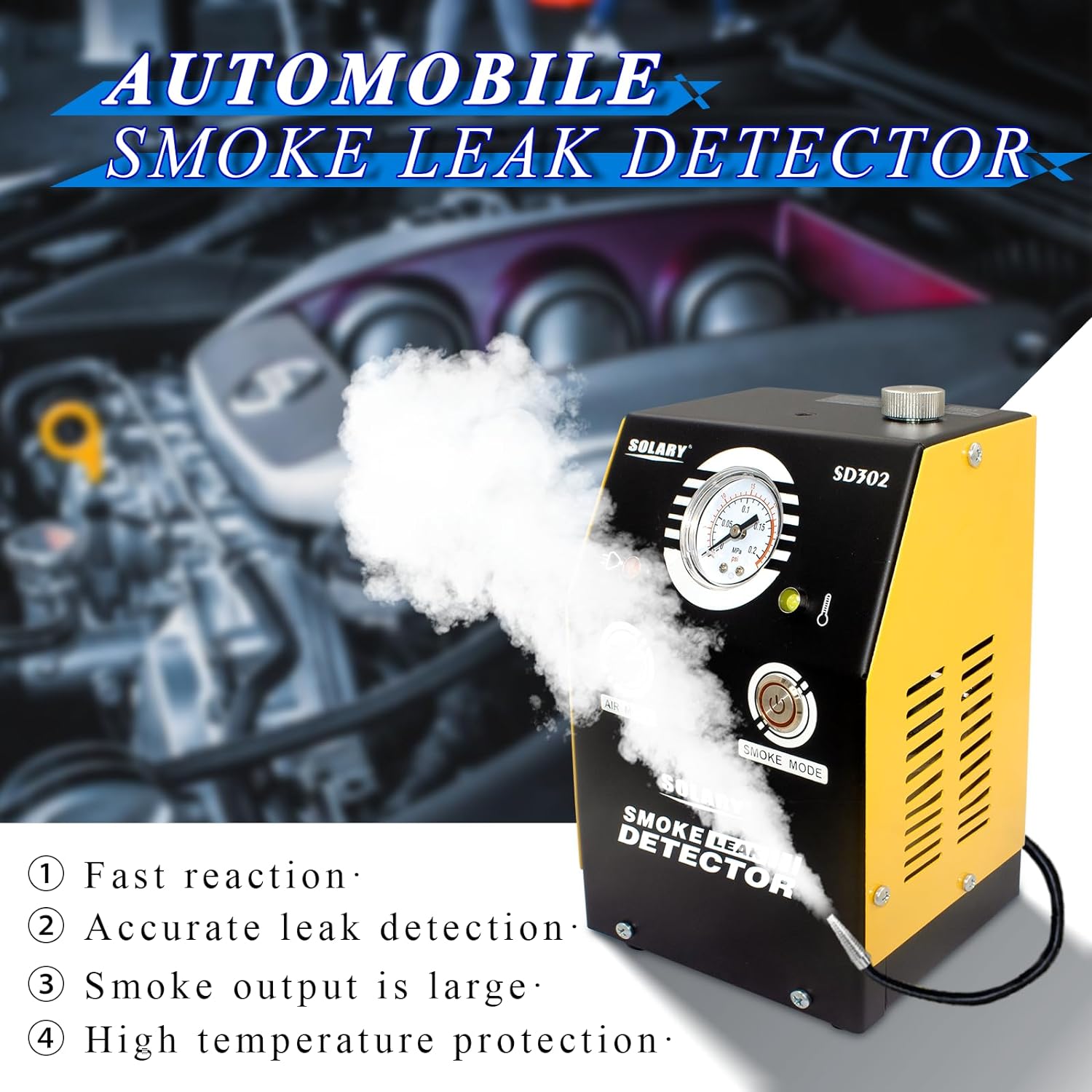 Solary SD302 Smoke Machine for Car - EVAP Smoke Machine Tester for Vacuum  Leaks DC 12V