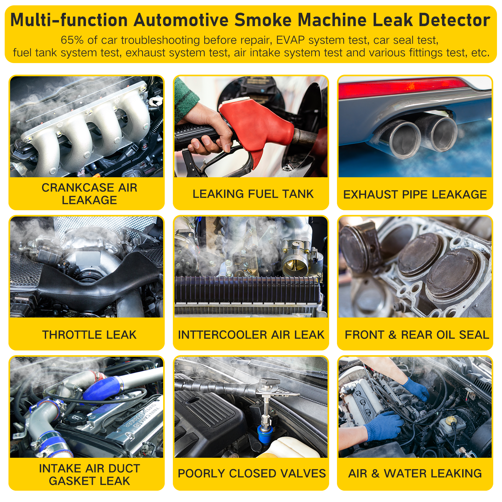  Smoke Leak Detector Automotive - EVAP Smoke Machine Leak  Detector with Dual-Mode, Smoke Machine Leakage Locator for Intake &  Exhaust, Fuel Tank Turbo Car Sealing and Pipe Fittings Smoke Leak Detector 