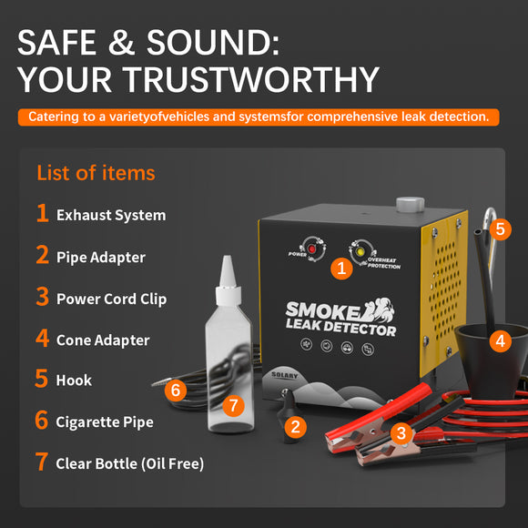 Solary Smoke Machine Automotive Leak Detector - Evap Vacuum Smoke Diagnostic Tester, Pipeline Fuel Leakage Detector Compatible