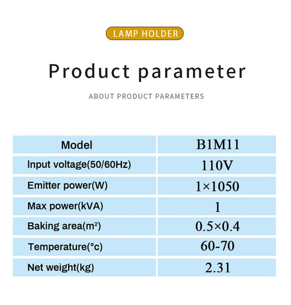 Solary Infrared Paint Curing Lamp, 1050W 110V Handheld Shortwave Infrared Paint Dryer Lamp, Portable Car Body Repair Tool - Auto Body Collision Repair Welding Products
