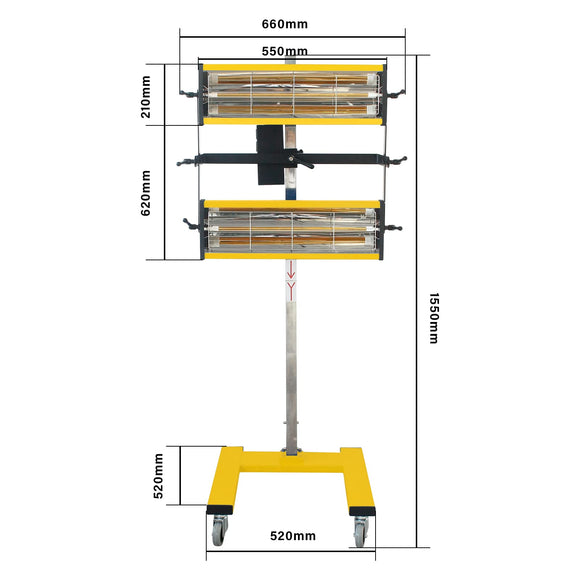 Solary Infrared Paint Baking Lamp, 2100W Short Wave Infrared Paint Heater Lamp, Car Bodywork Repair Paint Dryer, 1-60min Timing (Yellow) - Auto Body Collision Repair Welding Products