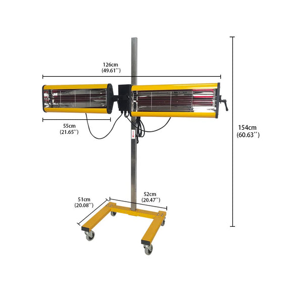 Solary 2100W 110V Shortwave Infrared Paint Curing Lamp, Paint Baking Lamp with Timer for Automotive Spray Booth, Temperature & Height Adjustable - Auto Body Collision Repair Welding Products