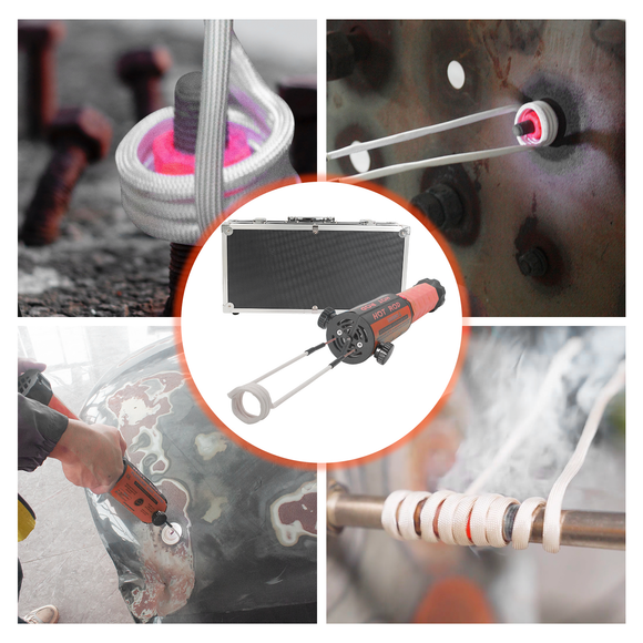 Solary Induction Heater Kit - Hand Held Magnetic Induction Heater Tool with 12 Coils for Rusty Screw Removing,1200W 110V (Orange) - Auto Body Collision Repair Welding Products