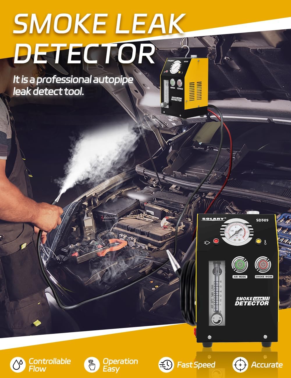 Evap Smoke Machine Leak Tester - 12V DC Vacuum Smoke Diagnostic with Built-in Air Pump - Auto Body Collision Repair Welding Products