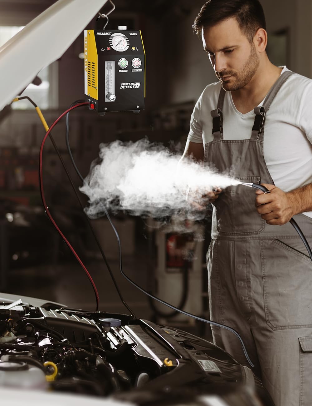 Evap Smoke Machine Leak Tester - 12V DC Vacuum Smoke Diagnostic with Built-in Air Pump - Auto Body Collision Repair Welding Products