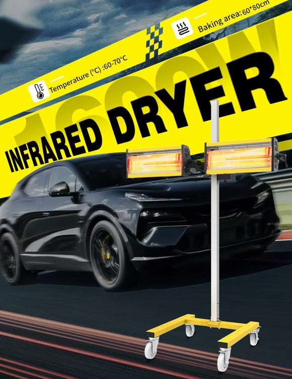 Solary Shortwave Infrared Paint Curing Lamp - 1600W 110V Paint Baking Lamp with Timer for Automotive Spray Booth, Temperature & Height Adjustable - Auto Body Collision Repair Welding Products