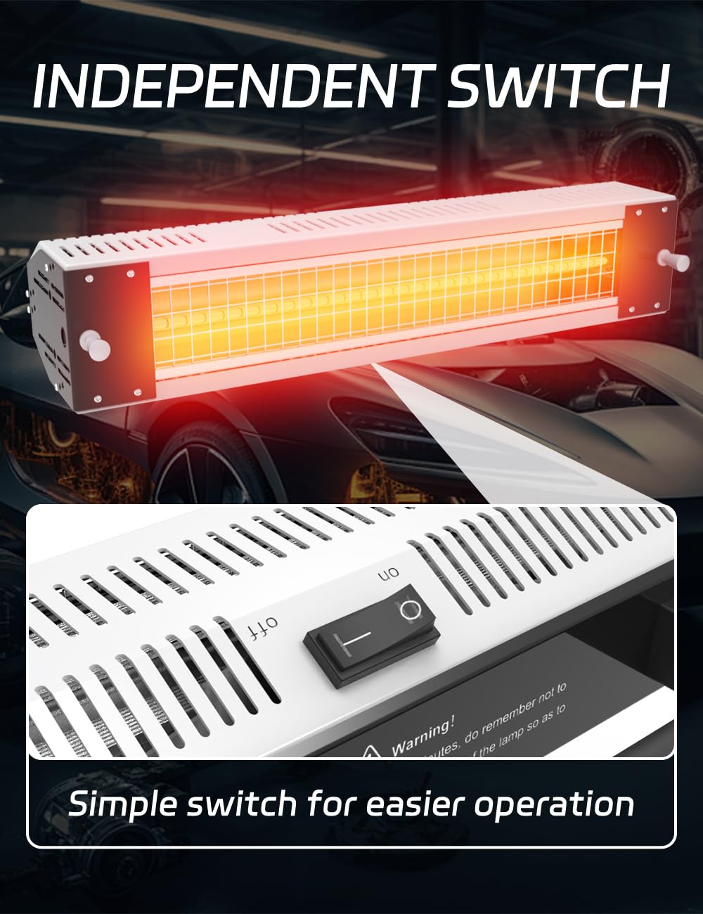 Solary Infrared Paint Curing Lamp, 1000W 110V Hand-held Short Wave Infrared Heater for Automotive Spray, Car Bodywork Repair Paint Dryer - Auto Body Collision Repair Welding Products