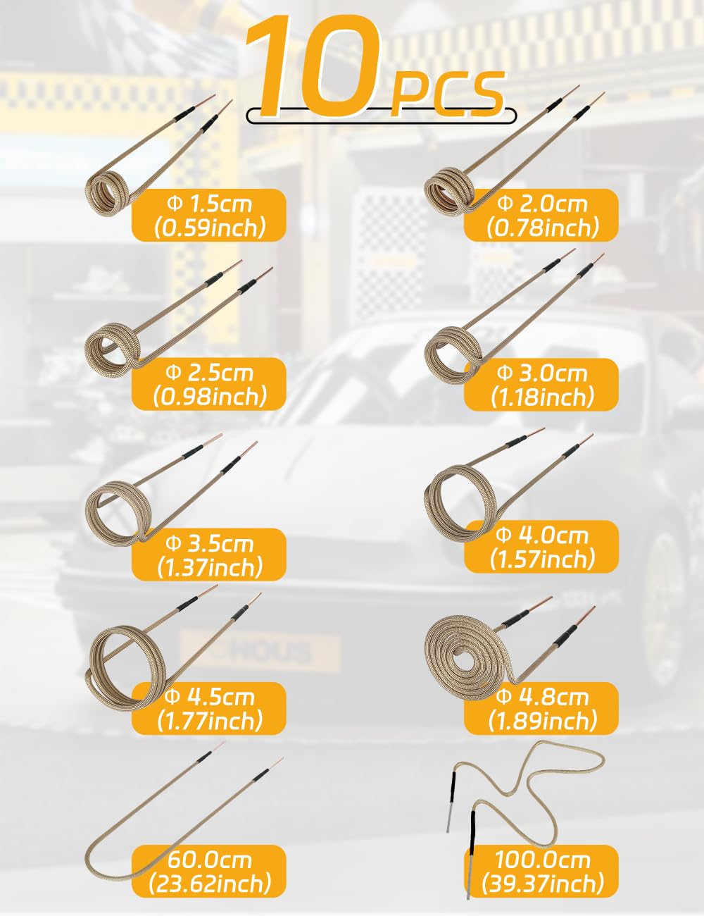 10Pcs Induction Heater Preformed Coil Kit with Flexibility and Long Lifespan for Magnetic Induction Heater, Removing Rusty Bolts and Nuts - Auto Body Collision Repair Welding Products
