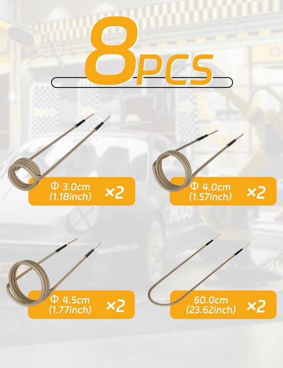 Solary Magnetic Induction Heater Coil, Induction Heat Accessories (6 coils + 2 free forming coils) - Auto Body Collision Repair Welding Products