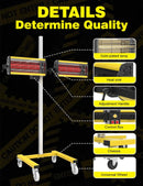 Solary Shortwave Infrared Paint Curing Lamp - 1600W 110V Paint Baking Lamp with Timer for Automotive Spray Booth, Temperature & Height Adjustable - Auto Body Collision Repair Welding Products