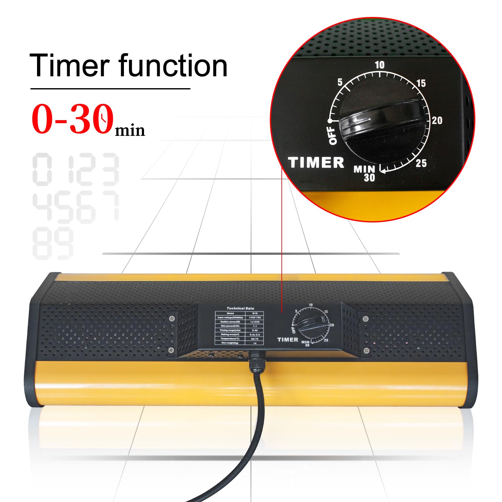 Solary Infrared Paint Curing Lamp, 1050W 110V Short Wave Infrared Paint Baking Lamp with Smart Timer and Stand, Car Bodywork Repair Paint Dryer - Auto Body Collision Repair Welding Products
