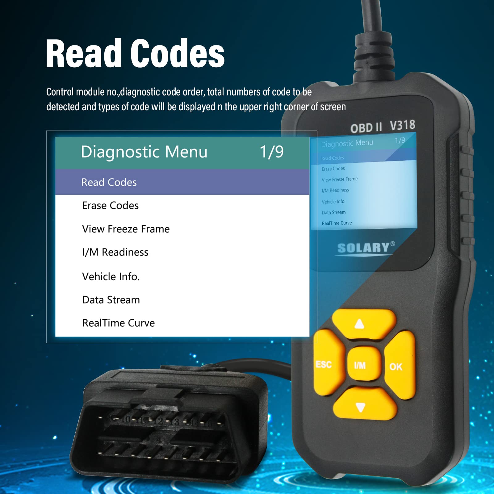 Solary Car Obd2 Scanner Code Reader - V318 Scanner Check Engine Light Scan  Tool