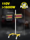 Solary Shortwave Infrared Paint Curing Lamp - 1600W 110V Paint Baking Lamp with Timer for Automotive Spray Booth, Temperature & Height Adjustable - Auto Body Collision Repair Welding Products