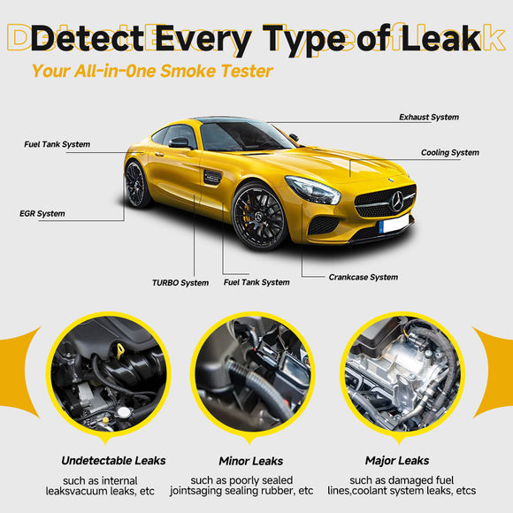 Solary Smoke Machine Automotive Tool - Fuel Leak Detectors Tester Built-in Air Compressor Motor