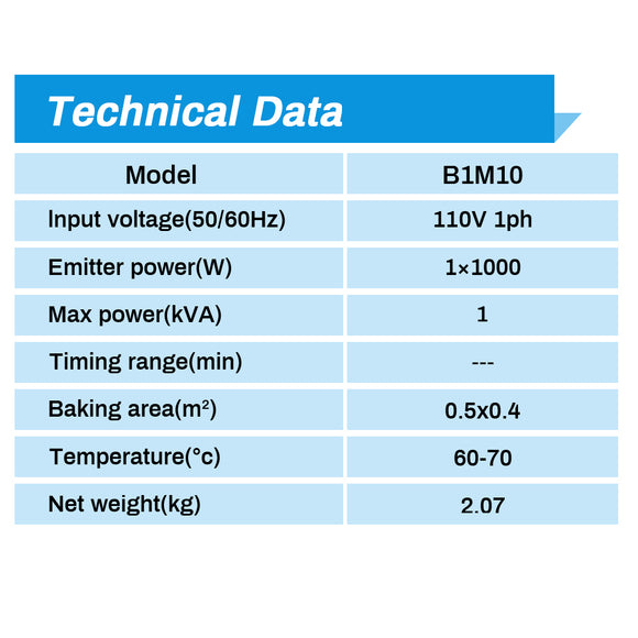 Solary Electricals Single-Head Hand Held Infrared Curing Lamp - Model B1M10 - Auto Body Collision Repair Welding Products